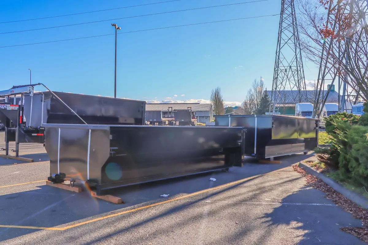 Roll-off dumpster ready for waste disposal at job site for Construction Dumpster Rental in Beachwood